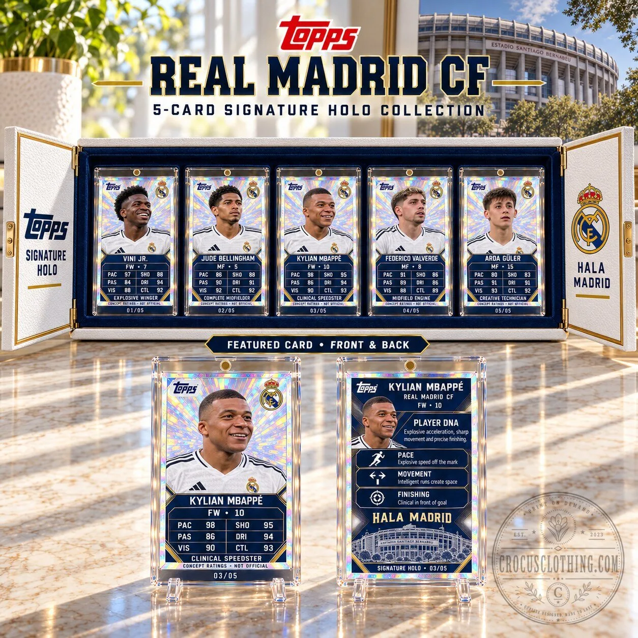 Real Madrid CF Topps 5-Card Signature Holo Collection Box Set
