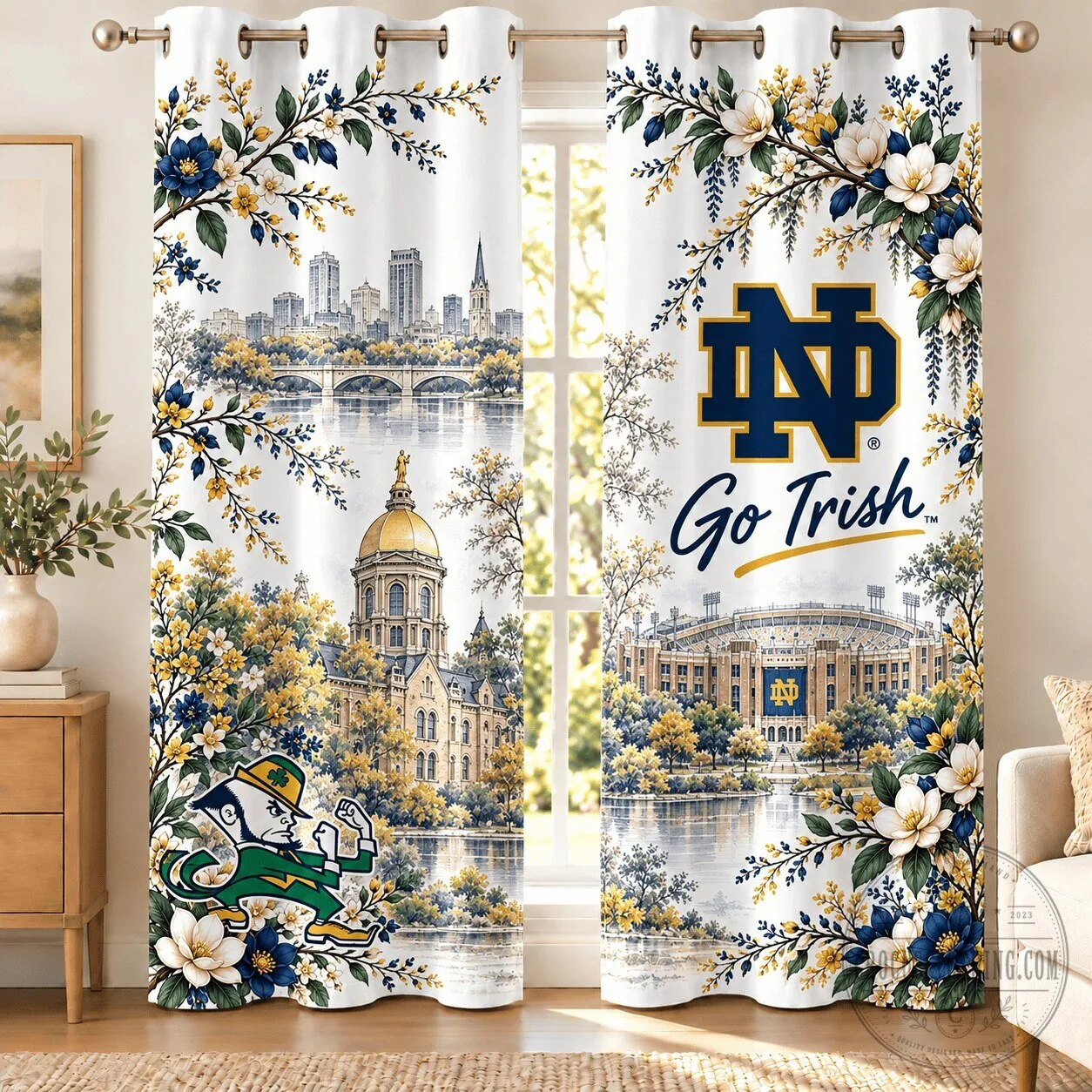 Notre Dame Fighting Irish College Football Fan Room Decor Curtains