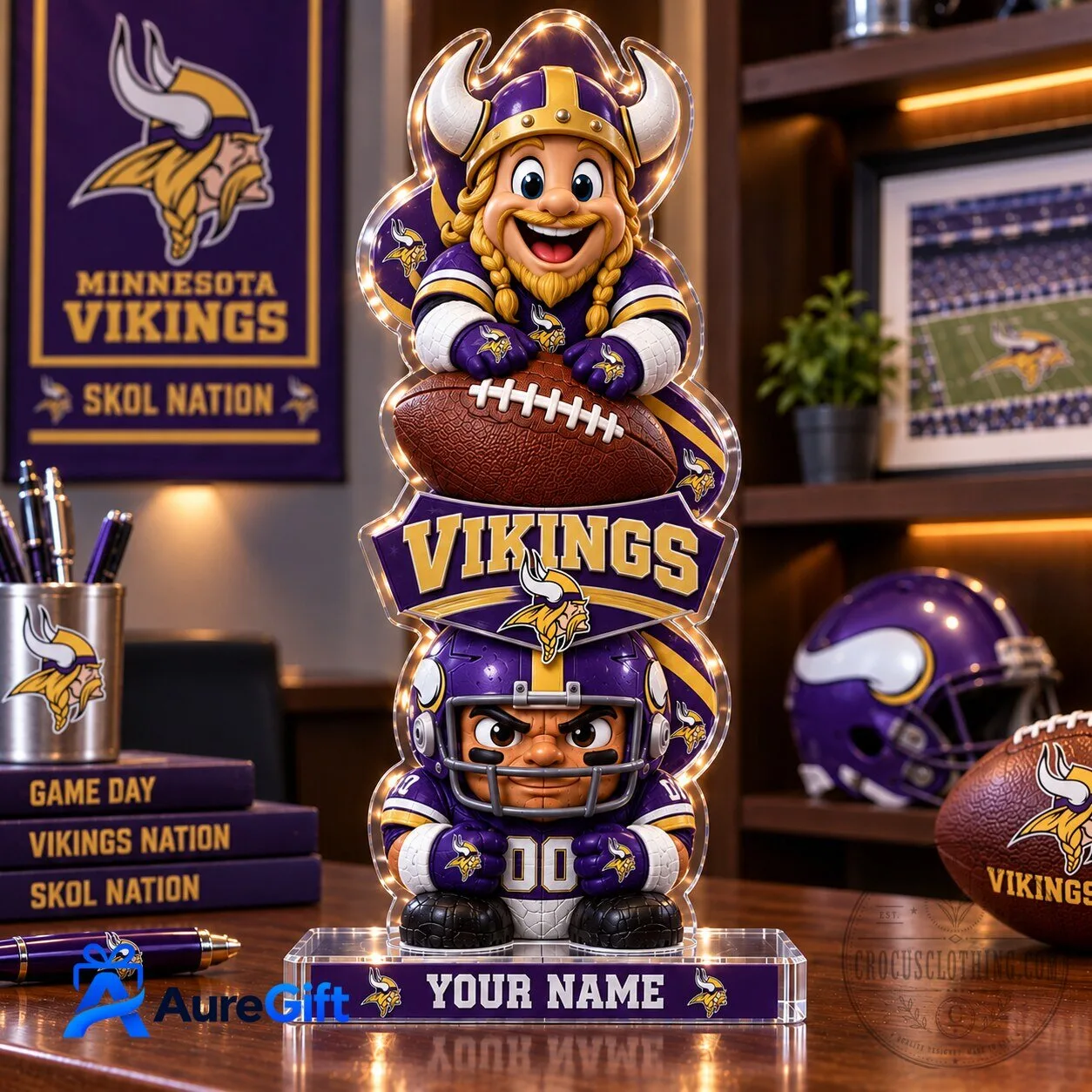 Minnesota Vikings NFL Christmas Kickoff Personalized Acrylic Block Plaque