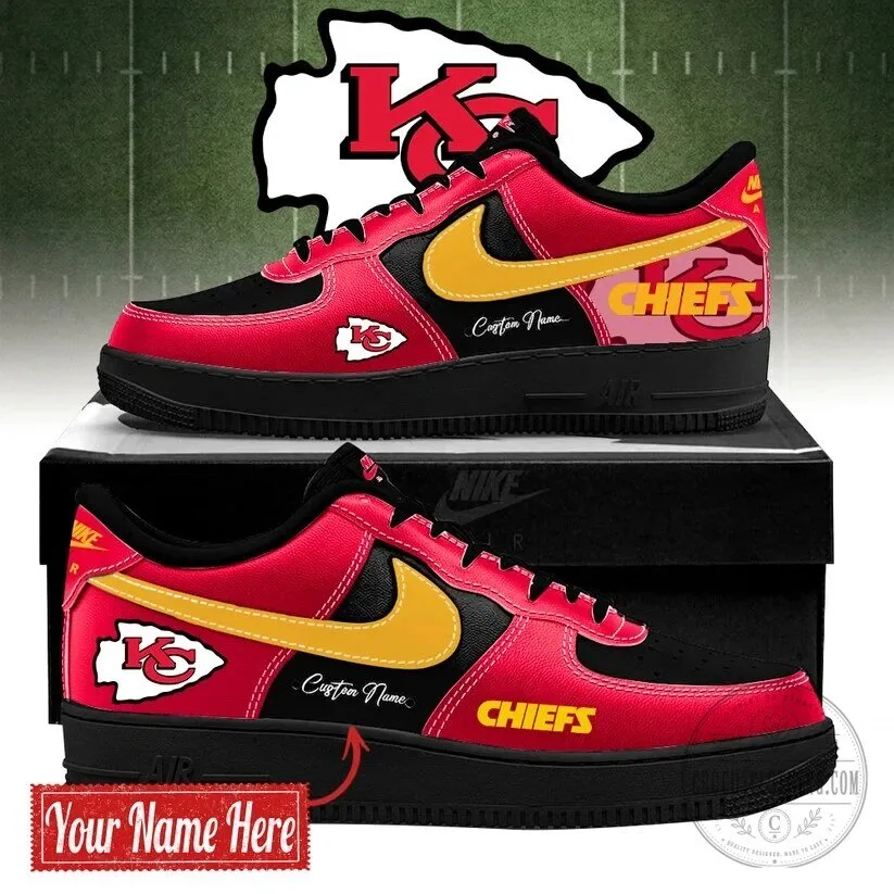 Kansas City Chiefs Custom Name Red And Black Sneakers