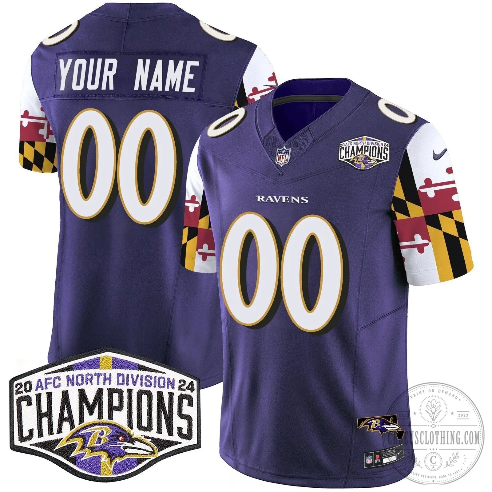 AFC North Division Champions 2024 Baltimore Ravens Football Jersey