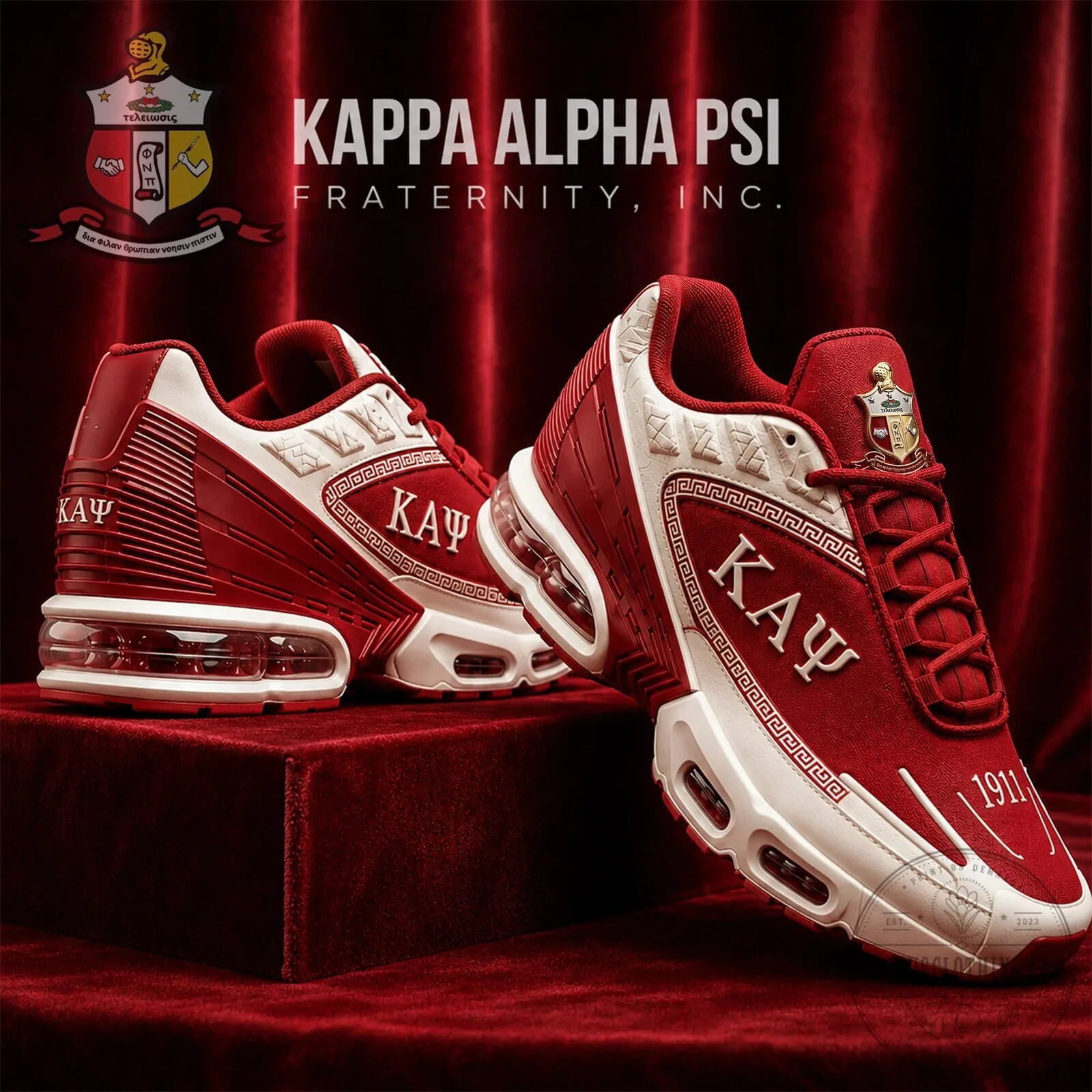 Kappa Alpha Psi Fraternity Red and White Athletic Sports Shoes