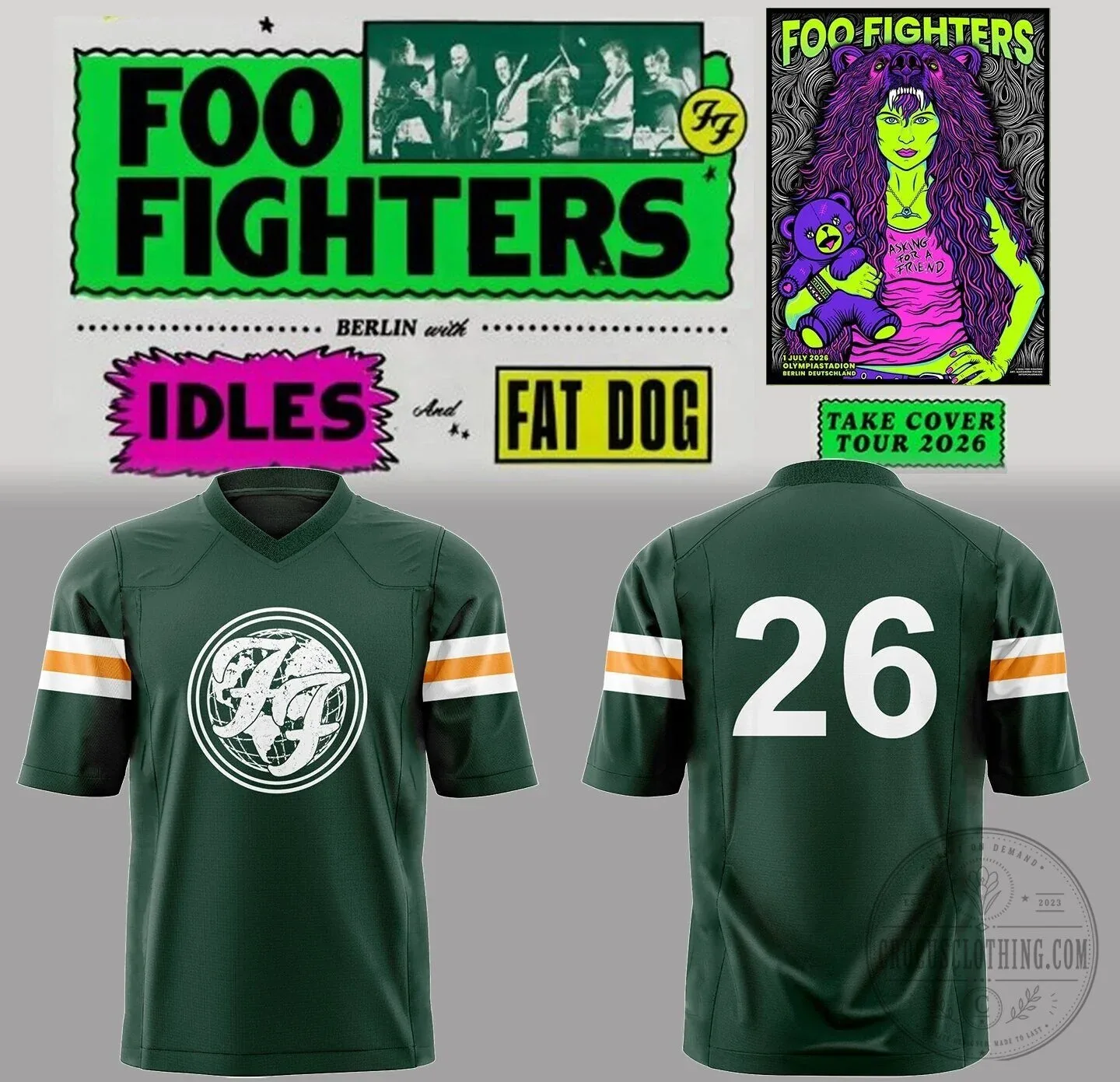 Foo Fighters Take Cover Tour 2026 Football Jersey