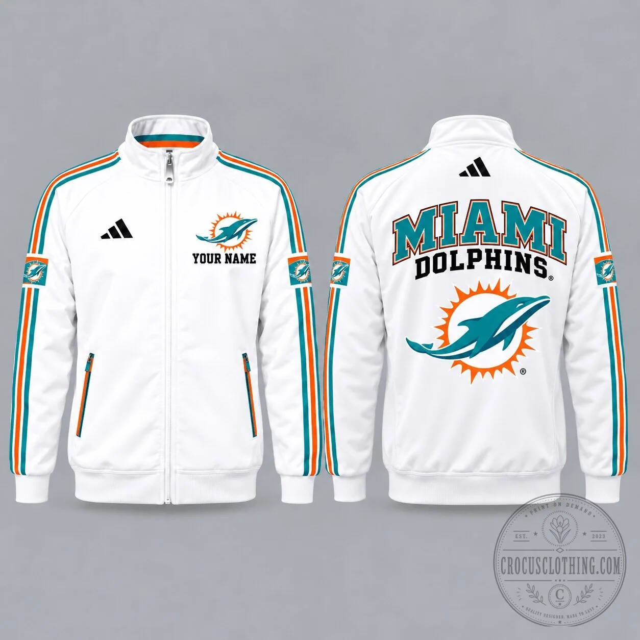 Miami Dolphins Personalized Full-Zip Casual Jacket for Men and Women 2 Miami Dolphins Personalized Full-Zip Casual Jacket for Men and Women