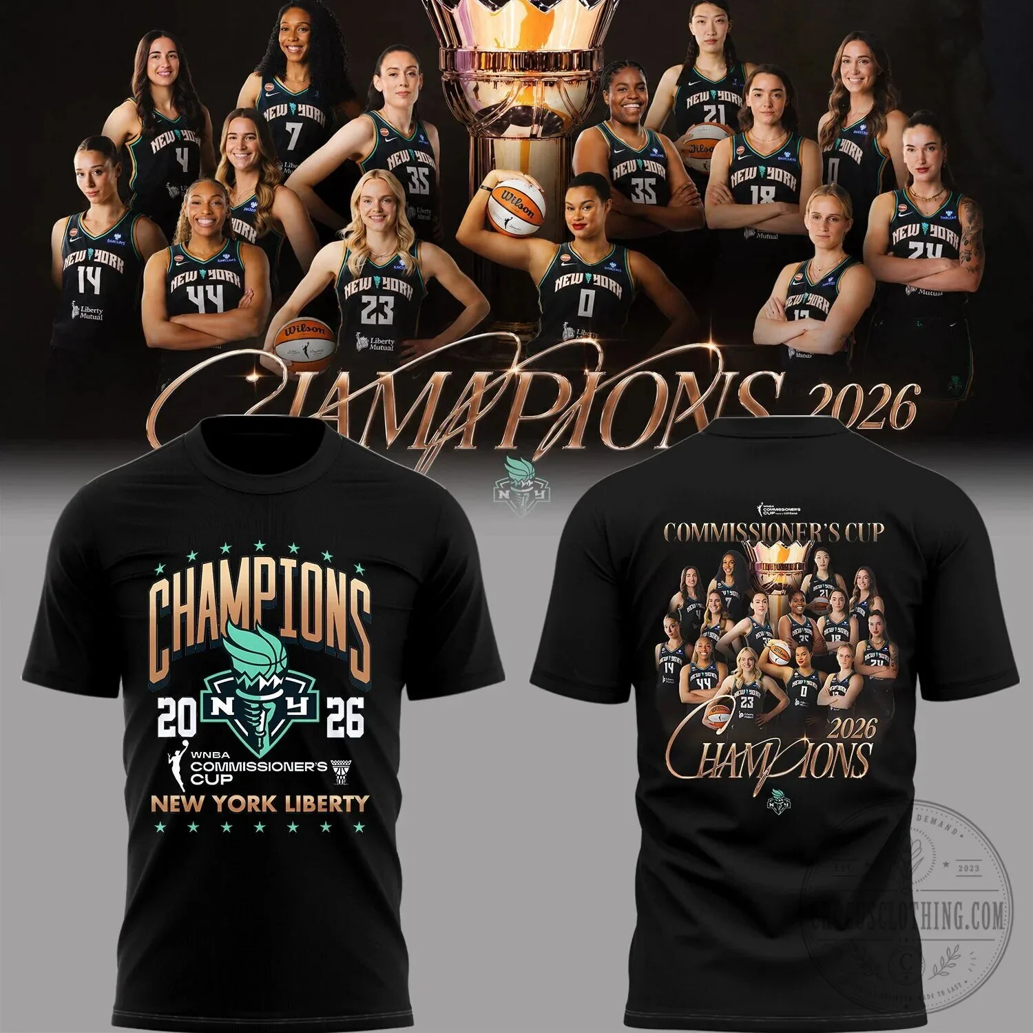 2026 Commissioner's Cup Champions T-Shirt - New York Liberty