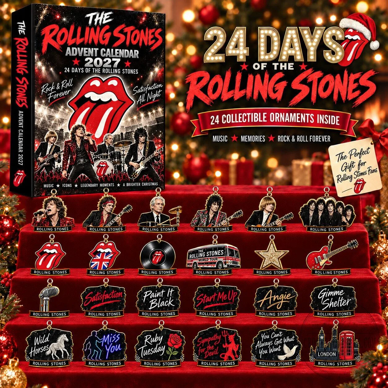 The Rolling Stones Christmas Advent Calendar with 24 Collectible Ornaments