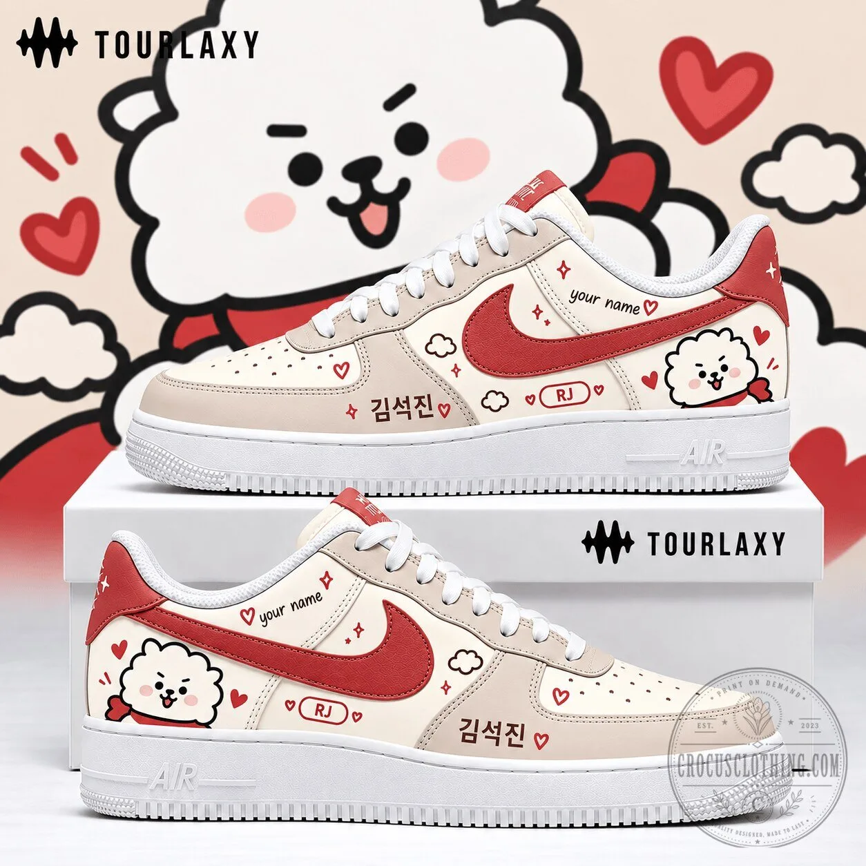 BT21 RJ Character Personalized Low Top Air Force Sneakers