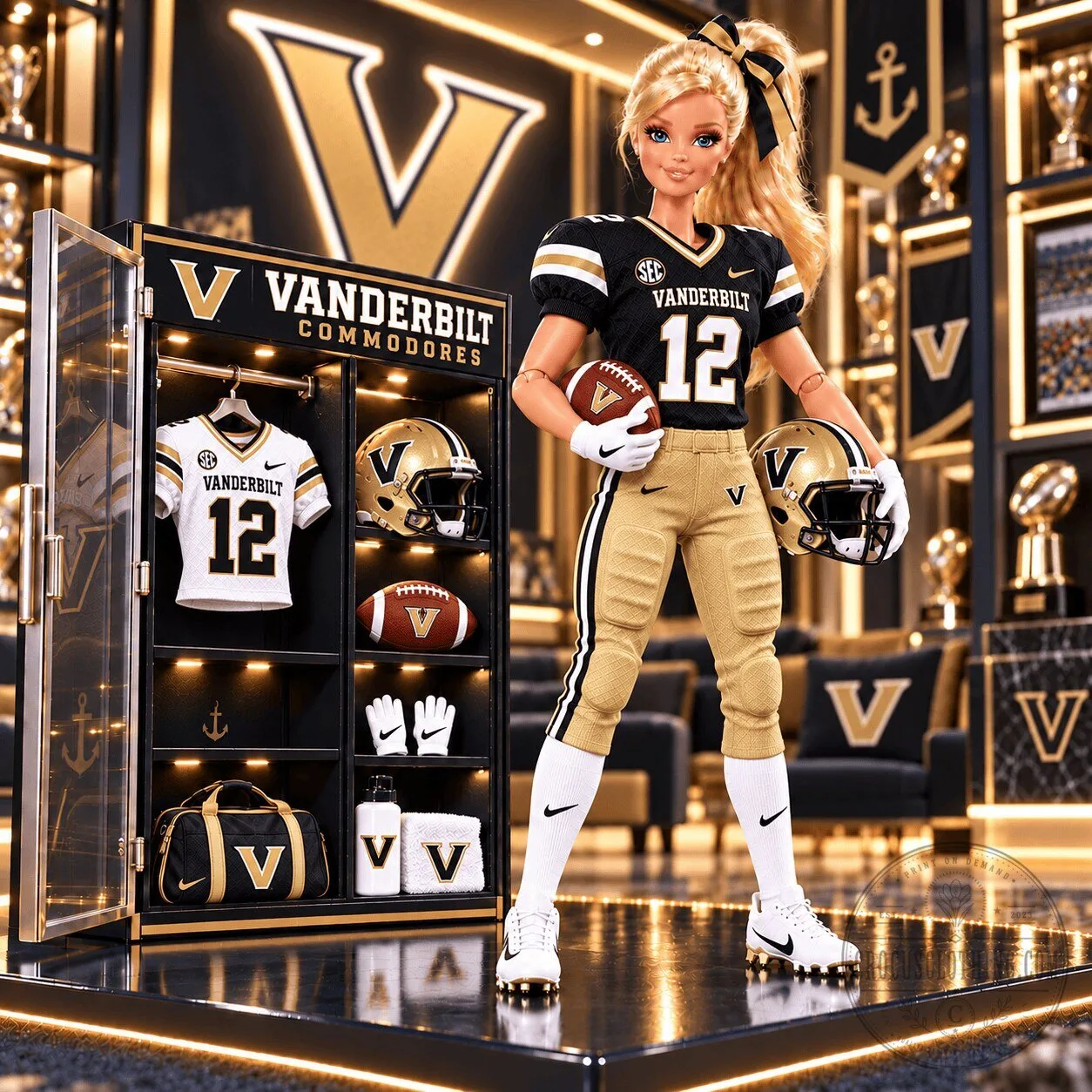 Vanderbilt Commodores Barbie Doll with Football Uniform and Accessories