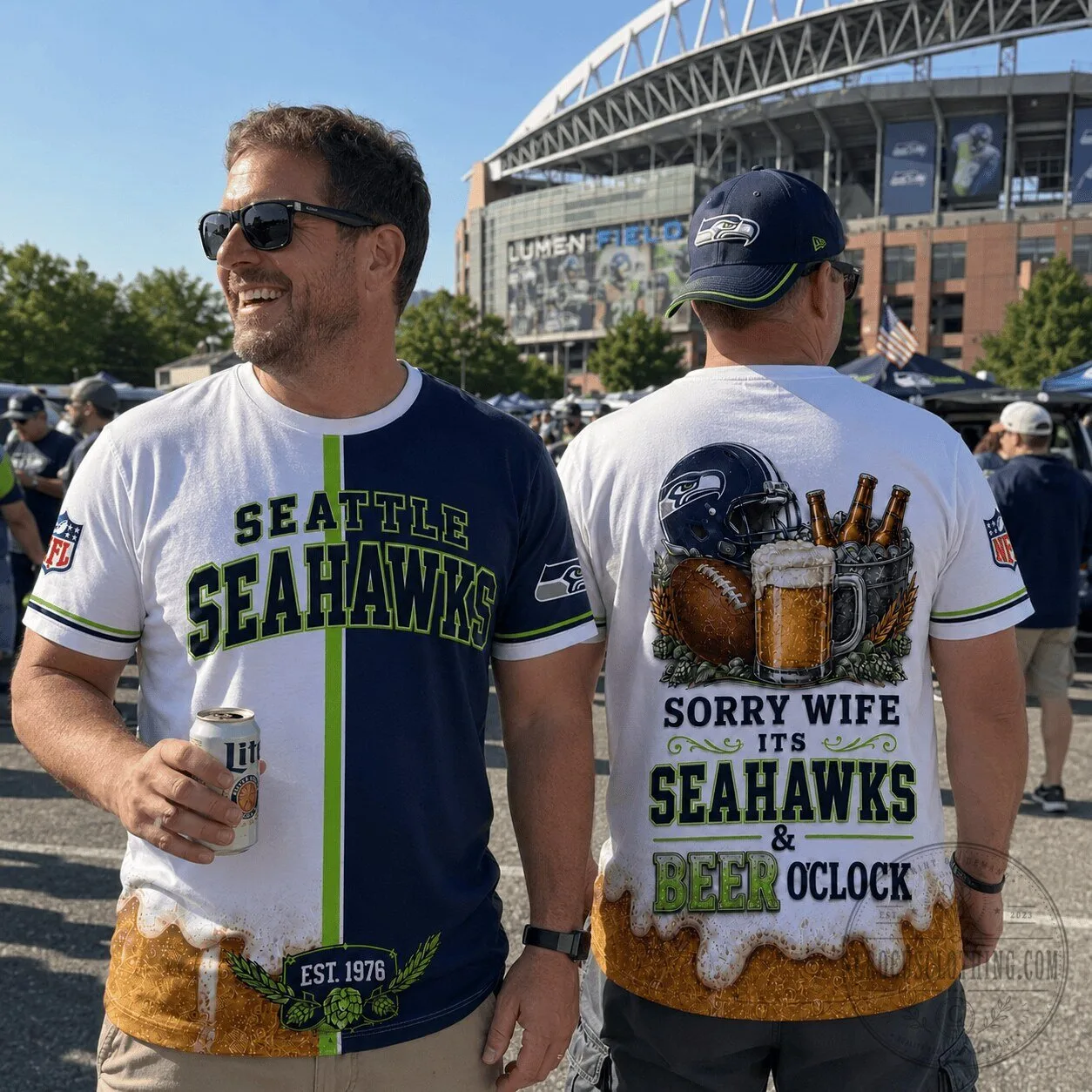 Seattle Seahawks Match Day And Beer O'Clock Funny Football T-Shirt