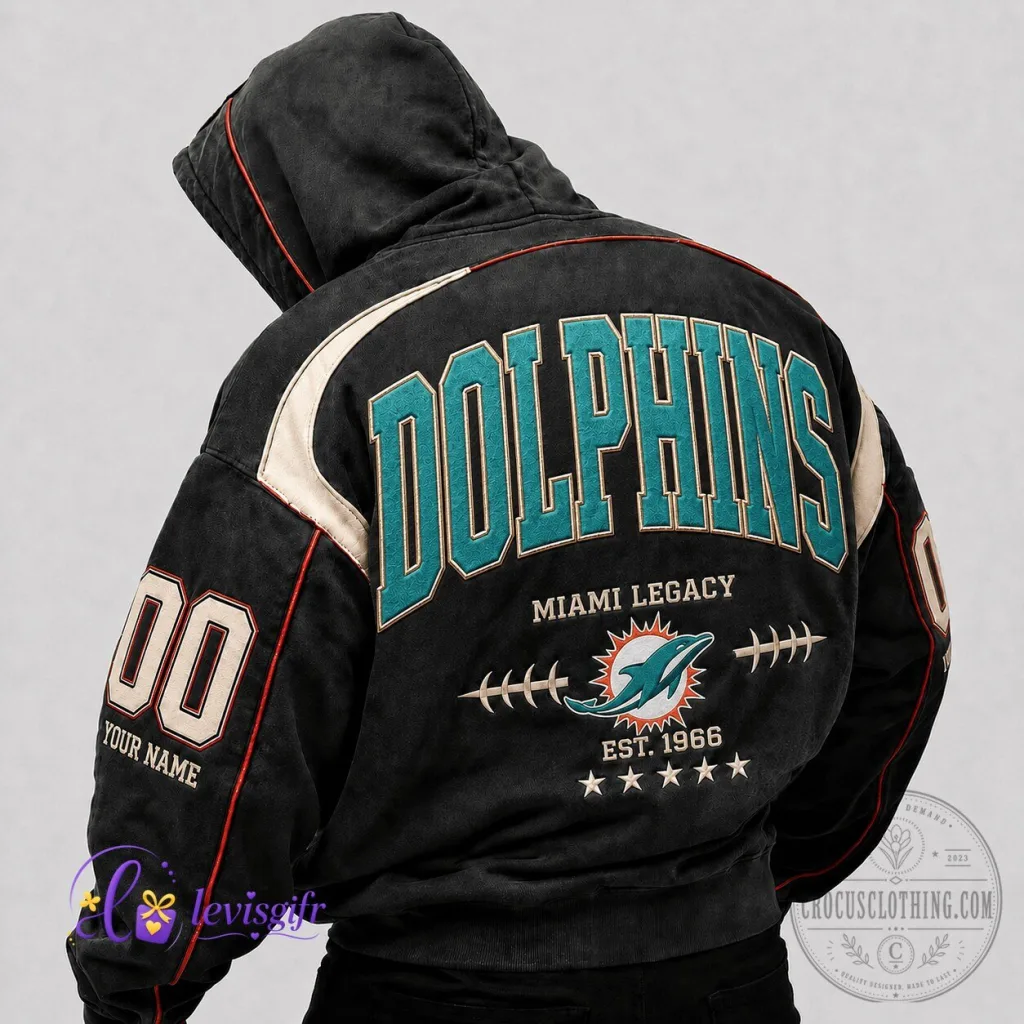 Miami Dolphins Football Legacy Personalized Black Hoodie Jacket Miami Dolphins Football Legacy Personalized Black Hoodie Jacket