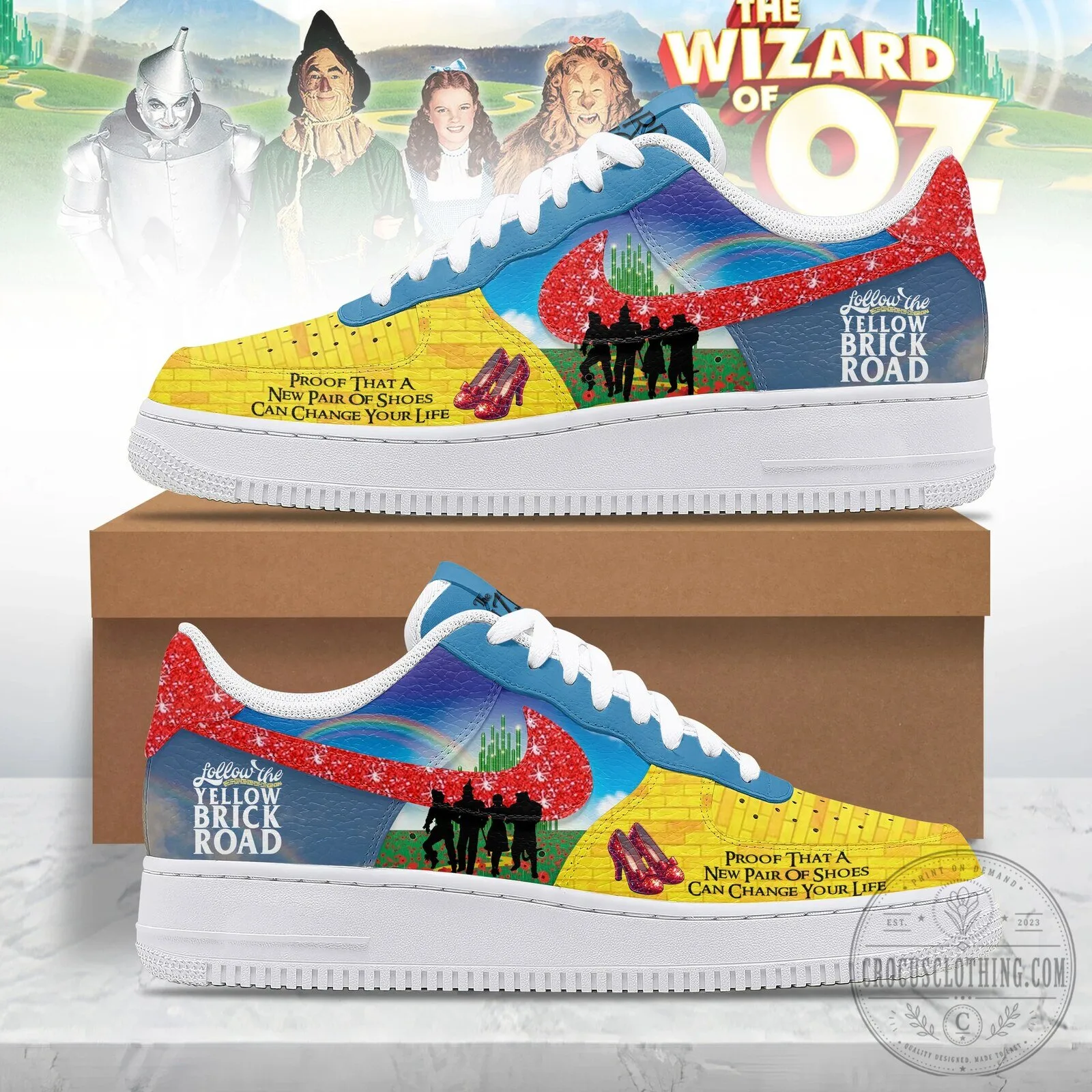 The Wizard of Oz Follow The Yellow Brick Road Custom Sneakers