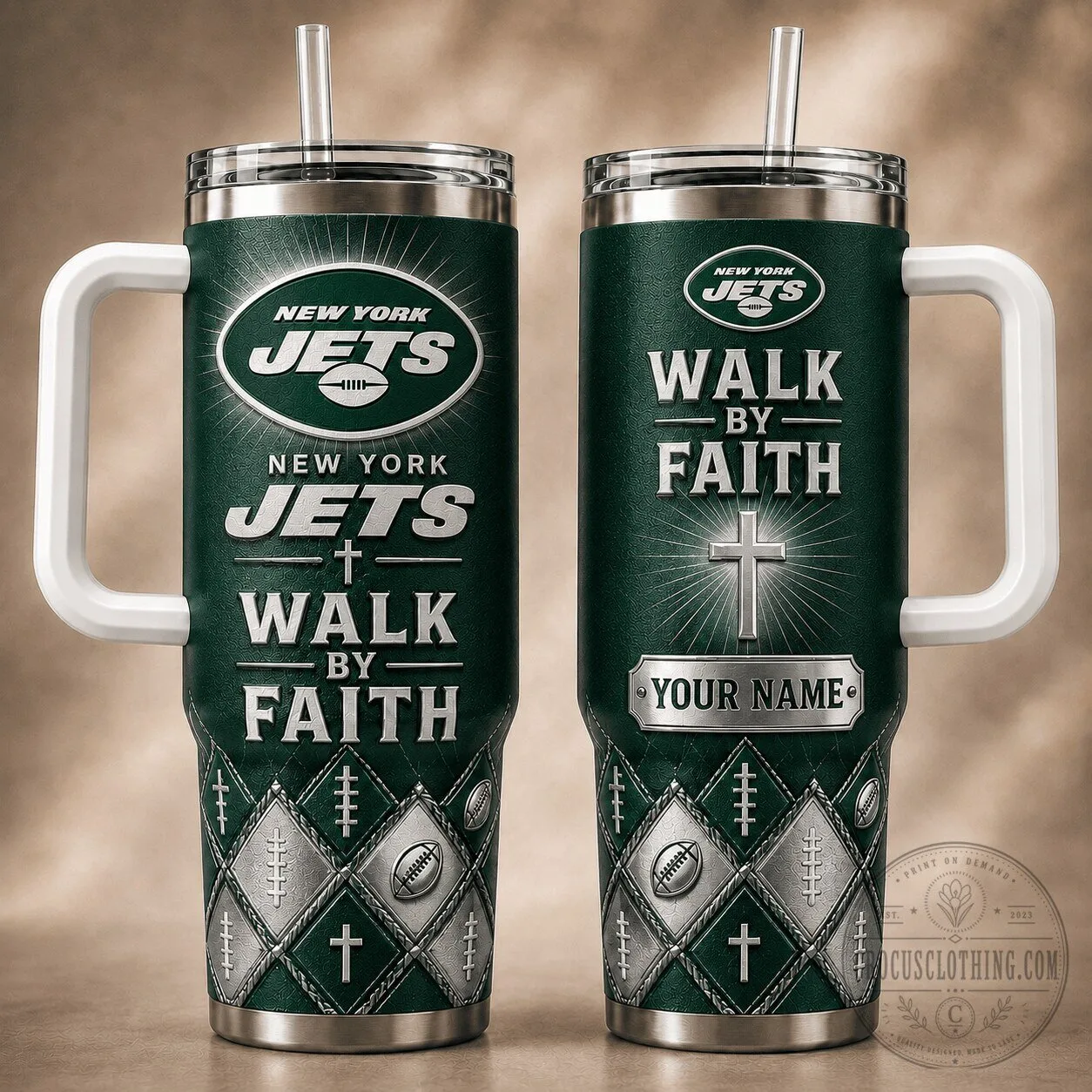 New York Jets National Football League Walk By Faith Christian Football Tumbler