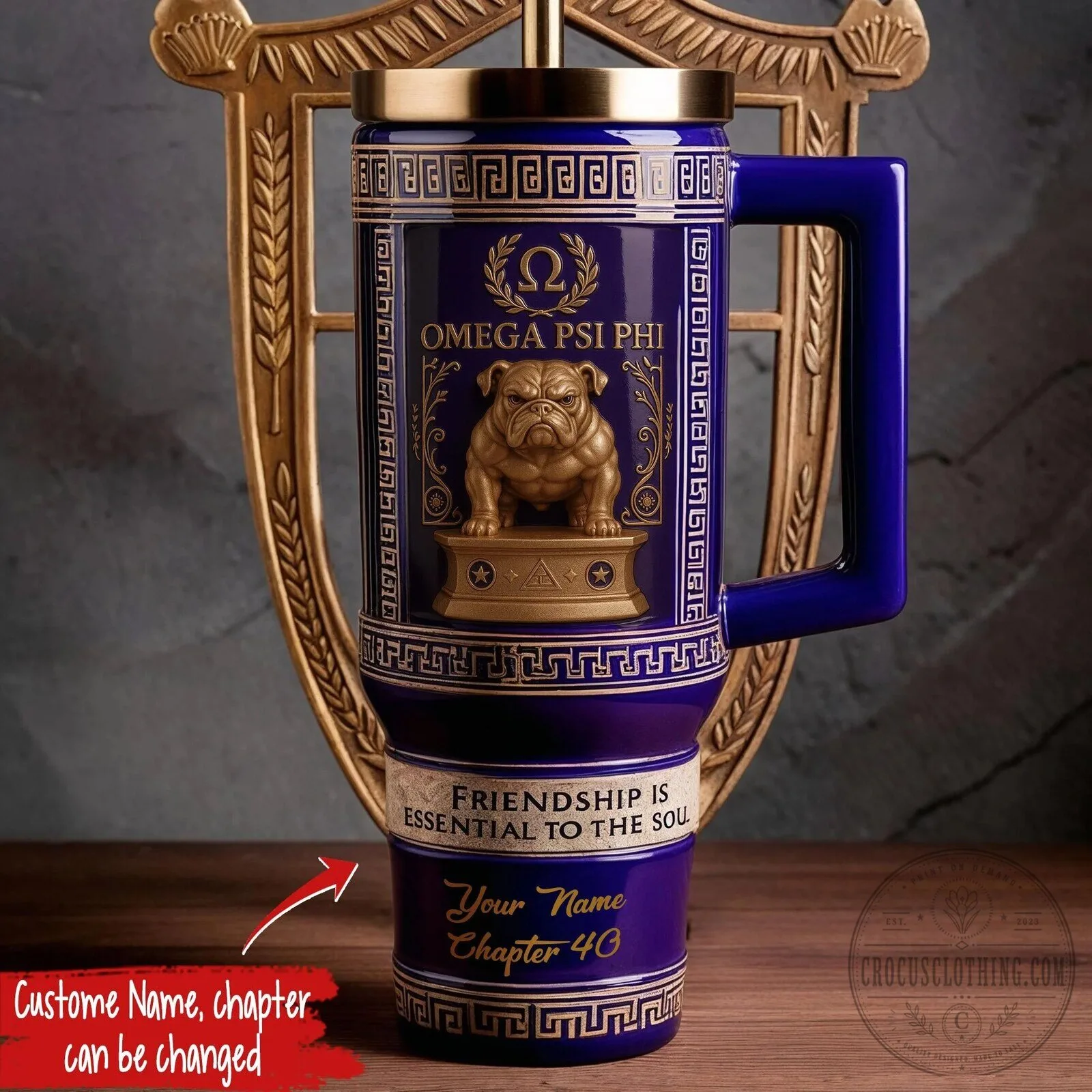 Omega Psi Phi Fraternity Bulldog Gold Symbolism Tumbler