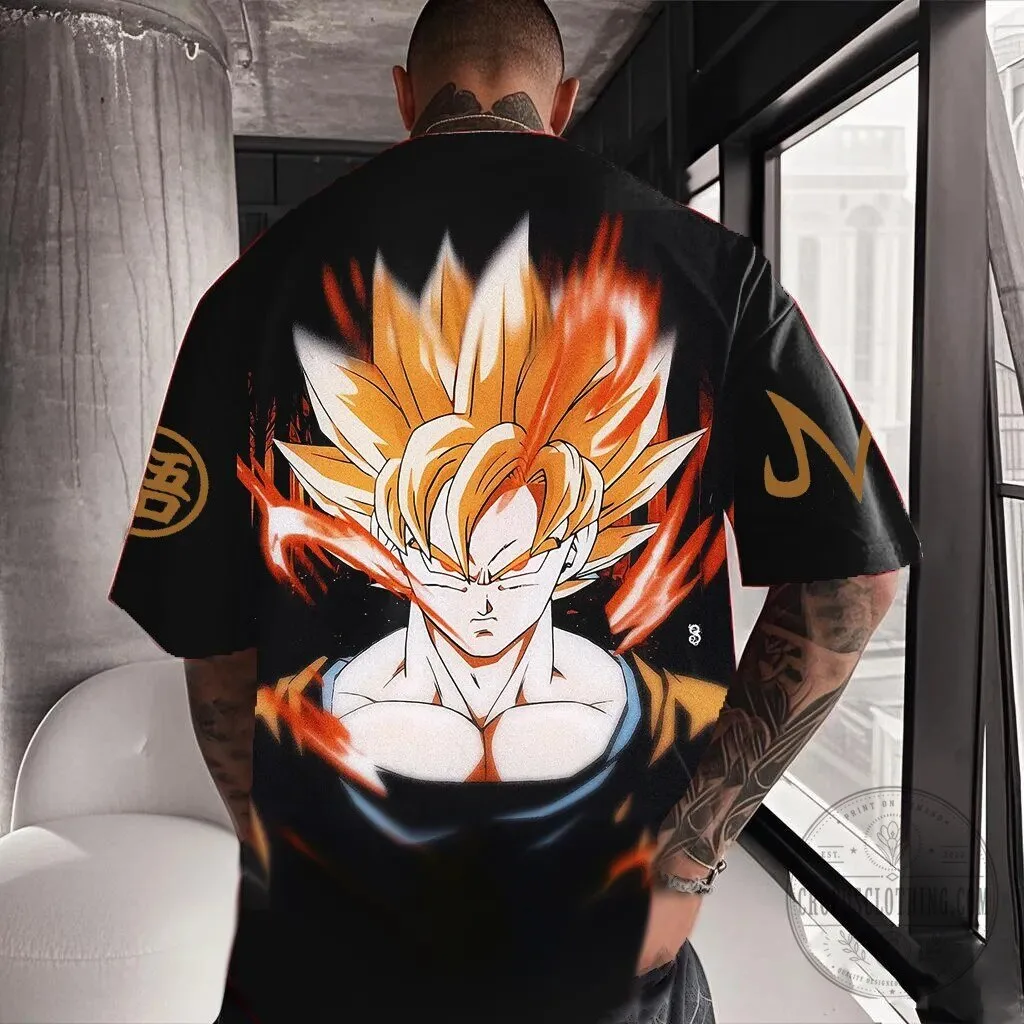 Dragon Ball Z Goku Super Saiyan Power Up Anime Graphic Print T-Shirt