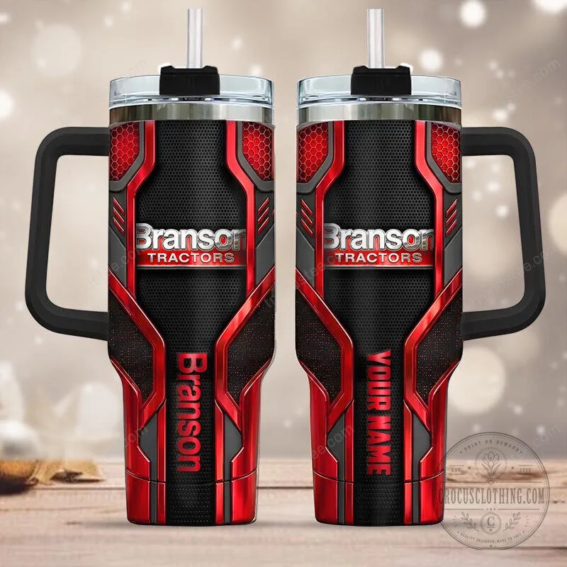 Branson Tractors Personalized Red and Black Stainless Steel Tumbler with Handle 13 Branson Tractors Personalized Red and Black Stainless Steel Tumbler with Handle