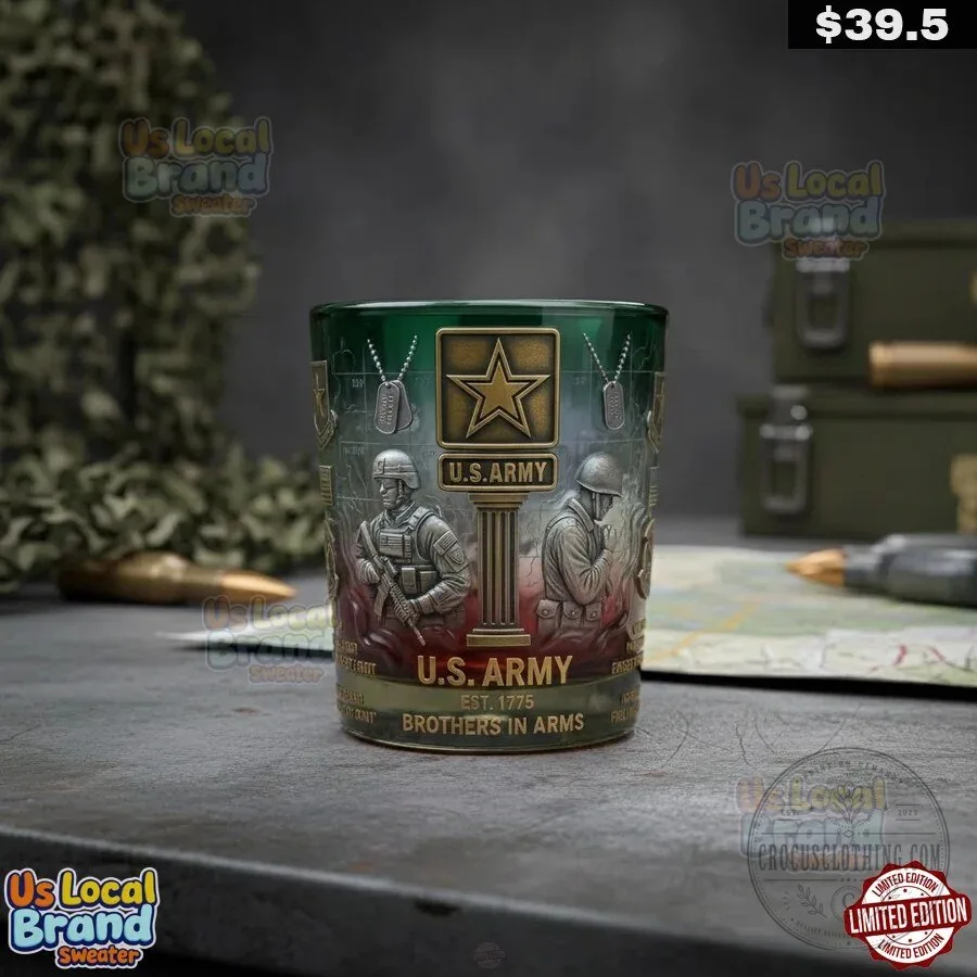 United States Army 250th Anniversary Brothers In Arms Drinking Glass