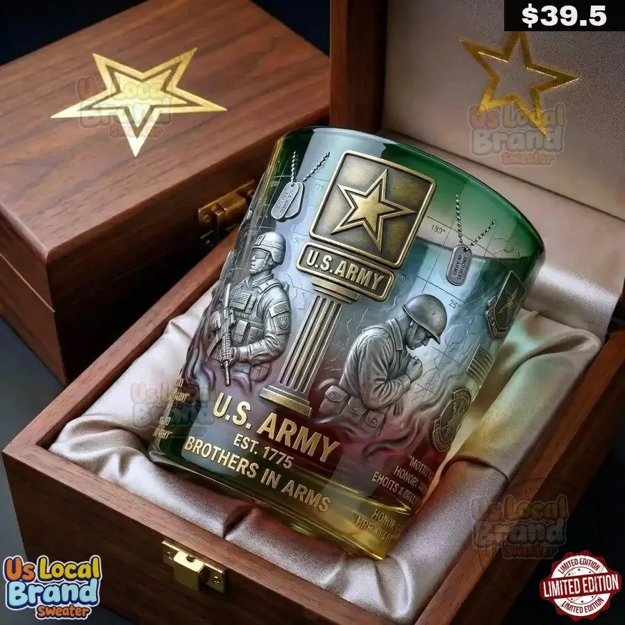 United States Army 250th Anniversary Brothers In Arms Drinking Glass 5 United States Army 250th Anniversary Brothers In Arms Drinking Glass