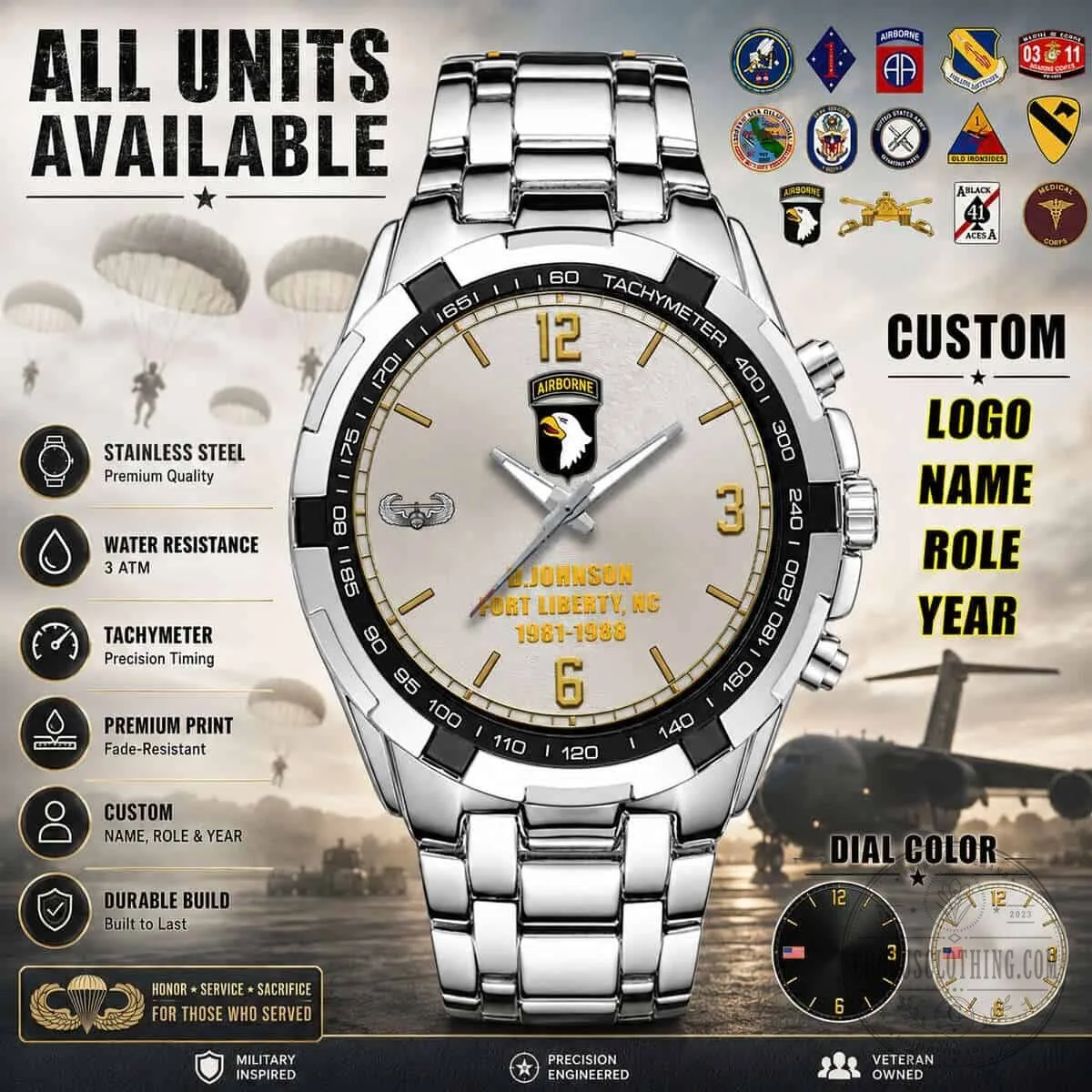 United States Army Airborne Division Custom Military Veteran Watch