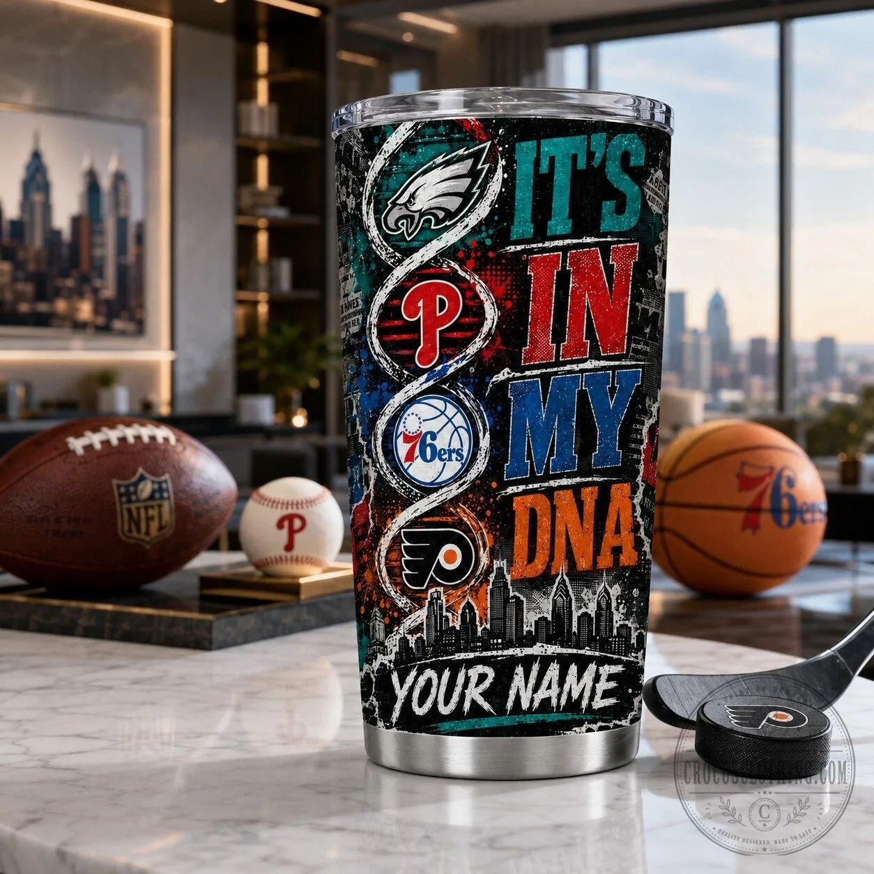 Personalized Tumbler Featuring Philadelphia Sports Teams - It's In My DNA 17 Personalized Tumbler Featuring Philadelphia Sports Teams - It