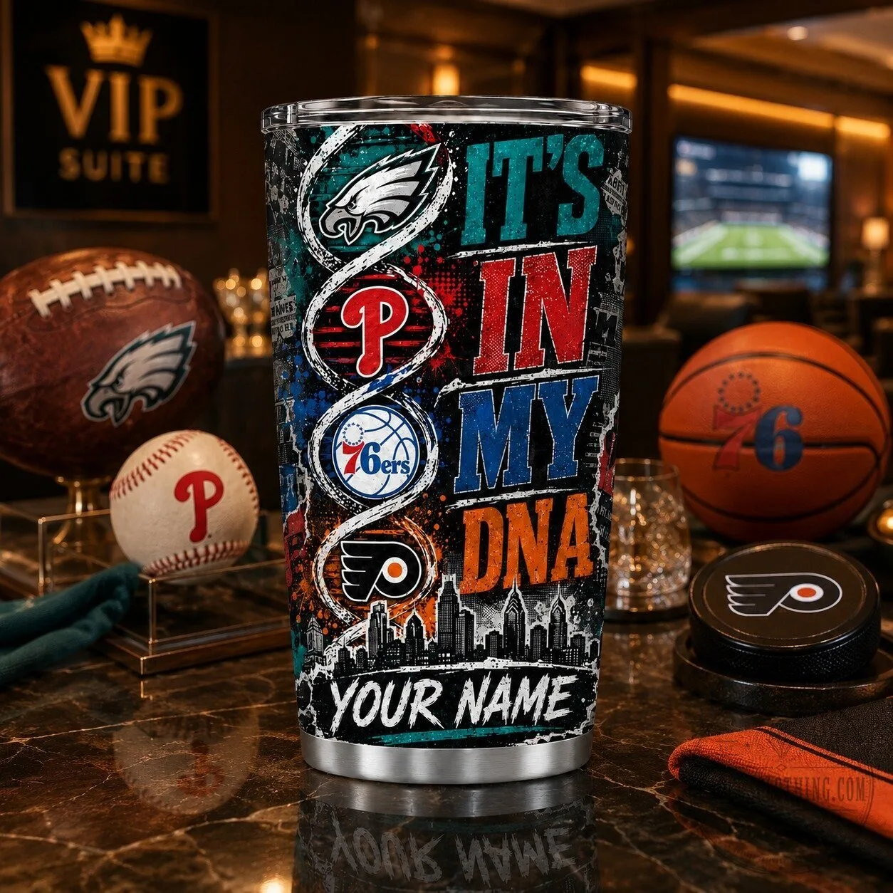 Personalized Tumbler Featuring Philadelphia Sports Teams - It's In My DNA 20 Personalized Tumbler Featuring Philadelphia Sports Teams - It