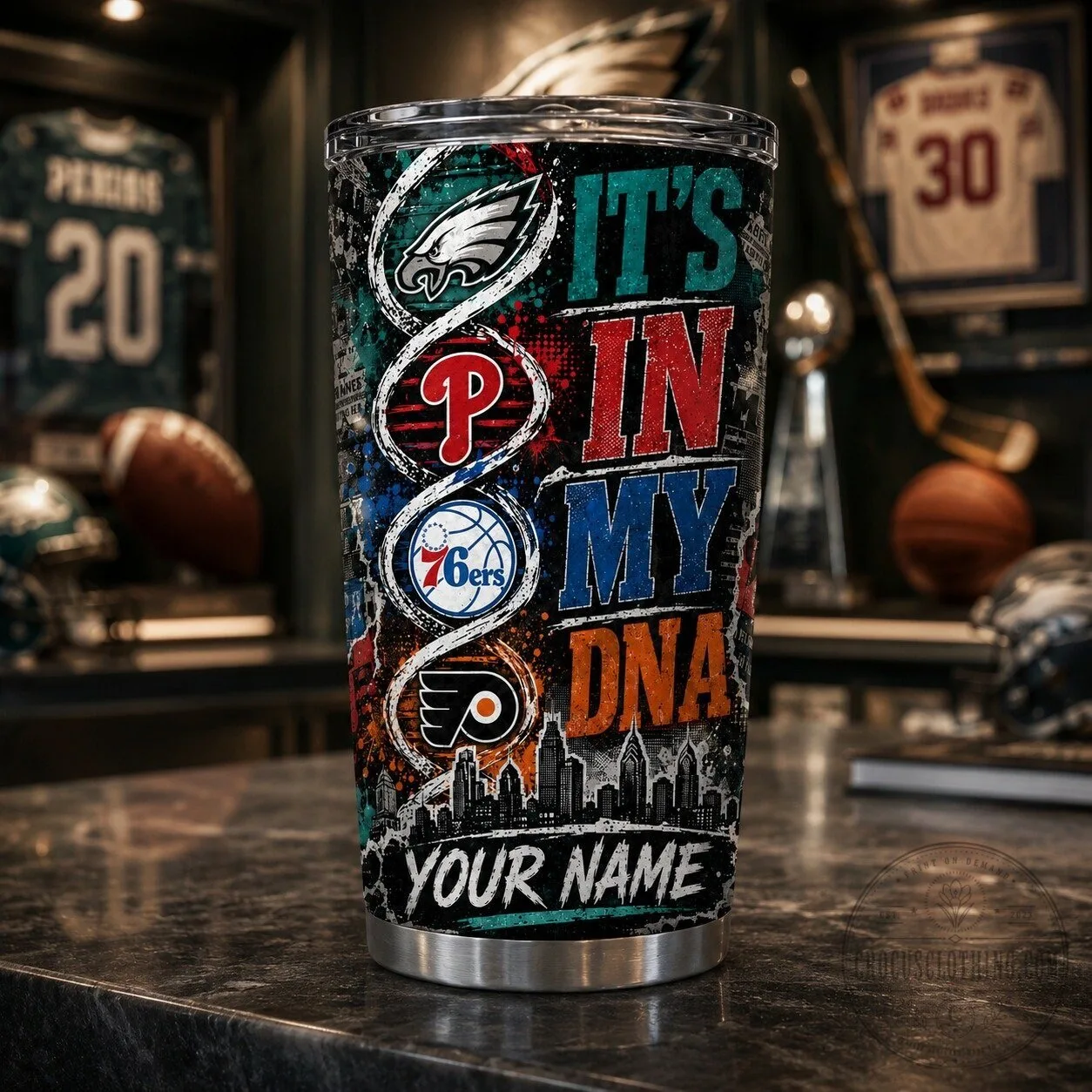 Personalized Tumbler Featuring Philadelphia Sports Teams - It's In My DNA 21 Personalized Tumbler Featuring Philadelphia Sports Teams - It