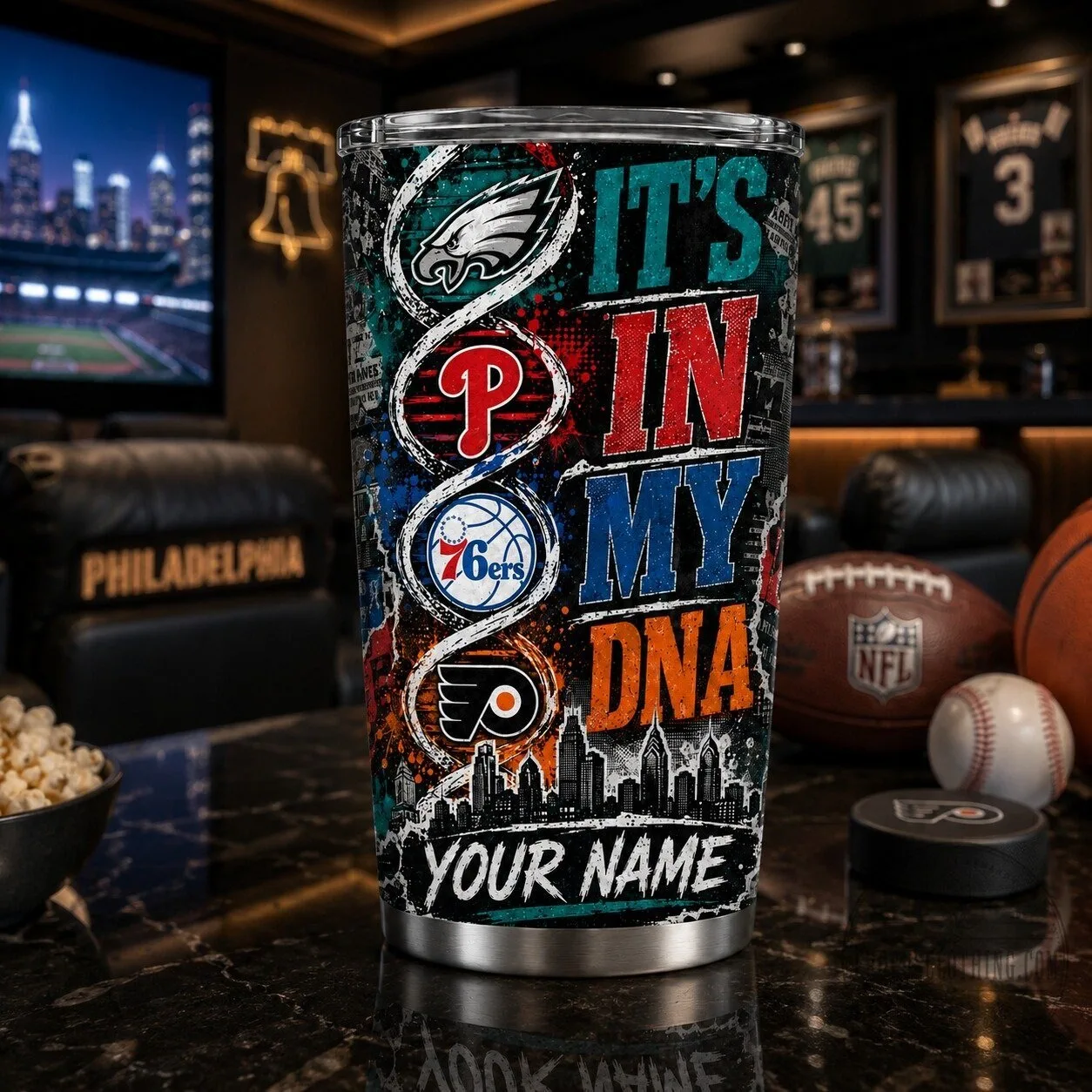 Personalized Tumbler Featuring Philadelphia Sports Teams - It's In My DNA 23 Personalized Tumbler Featuring Philadelphia Sports Teams - It