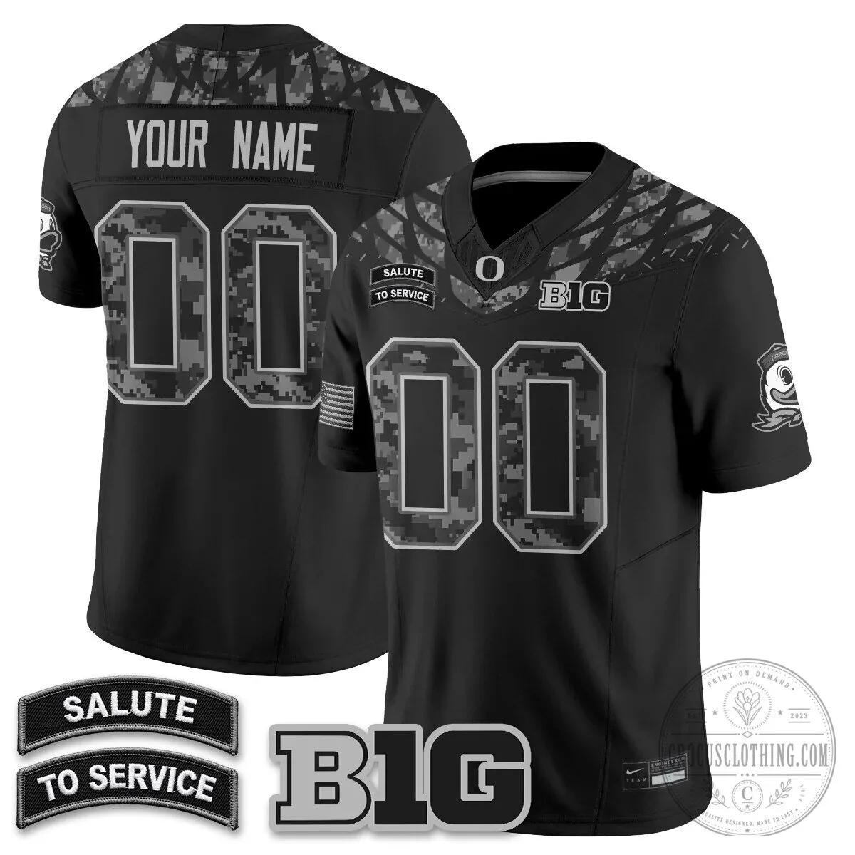 Oregon Ducks Salute To Service Black Custom Football Jersey