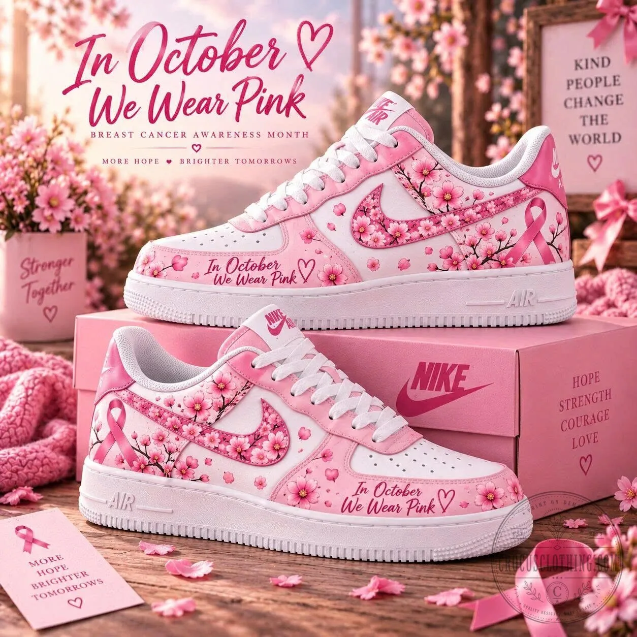 Breast Cancer Awareness Pink Cherry Blossom Floral Ribbon Women's Shoes