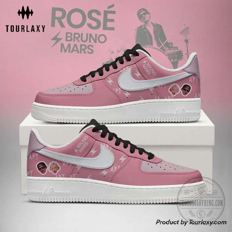 Bruno Mars and Rosé Pink Custom Air Force 1 Shoes