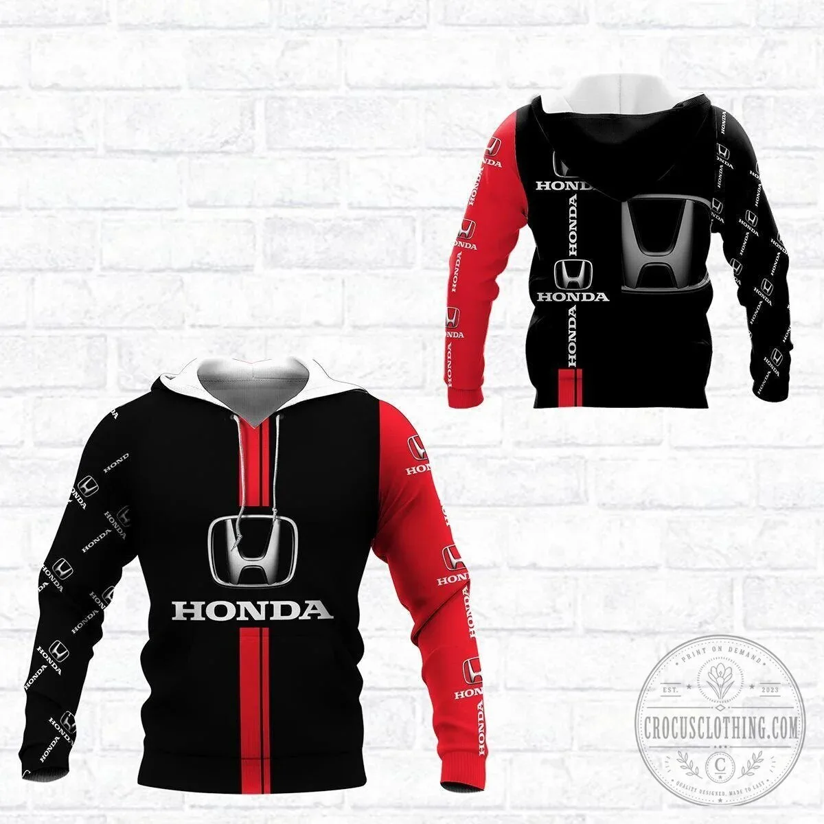 Honda Racing Team Black And Red Pullover Hoodie