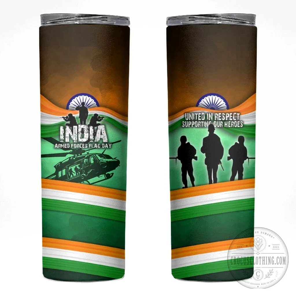 India Armed Forces Flag Day Patriotic Indian Military Tumbler