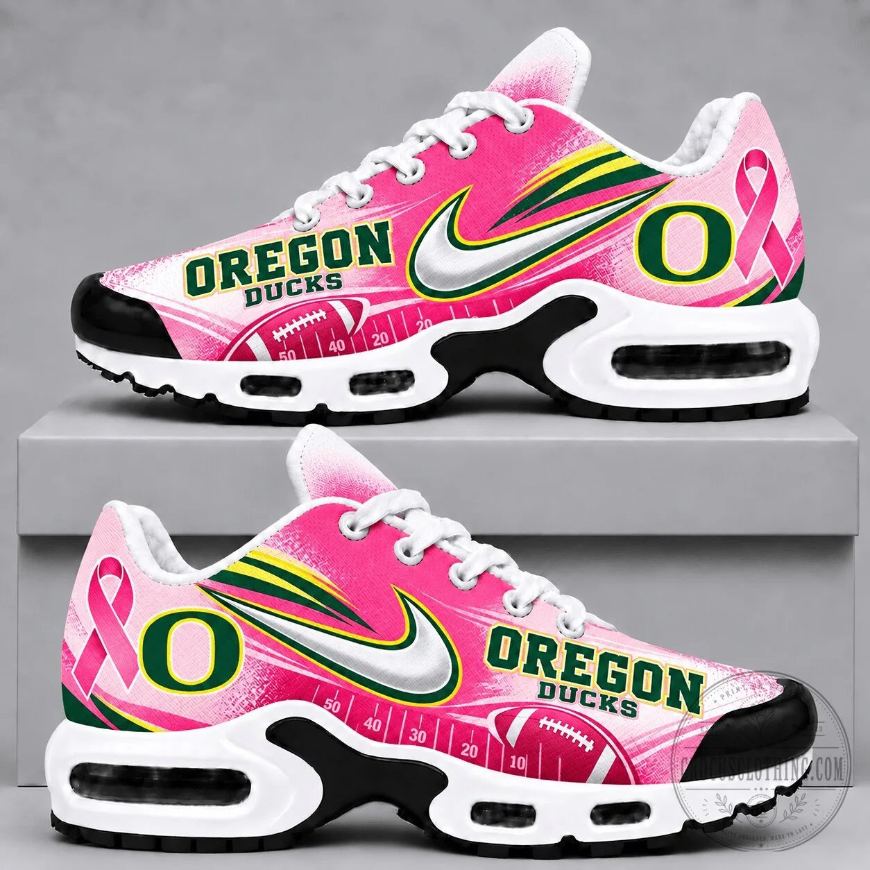 Oregon Ducks Football Team Breast Cancer Awareness Pink Running Shoes