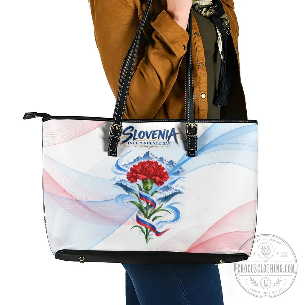 Tote Bag featuring Mount Triglav Flag and Red Carnation Flower for Slovenia Independence Day 11 Tote Bag featuring Mount Triglav Flag and Red Carnation Flower for Slovenia Independence Day