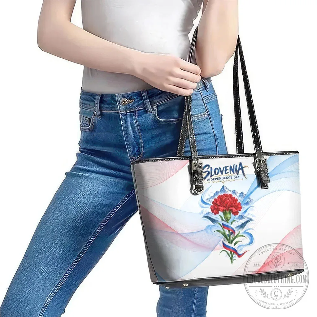 Tote Bag featuring Mount Triglav Flag and Red Carnation Flower for Slovenia Independence Day 14 Tote Bag featuring Mount Triglav Flag and Red Carnation Flower for Slovenia Independence Day