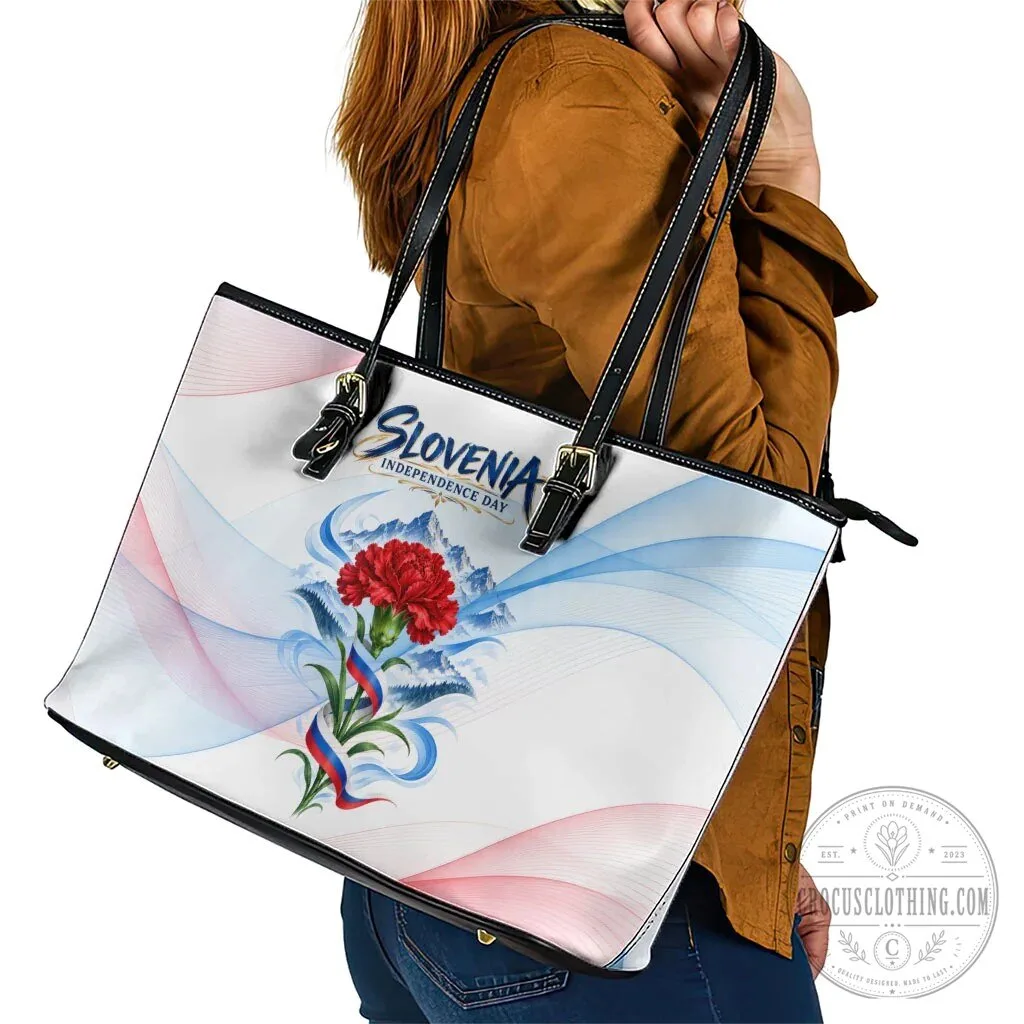 Tote Bag featuring Mount Triglav Flag and Red Carnation Flower for Slovenia Independence Day 15 Tote Bag featuring Mount Triglav Flag and Red Carnation Flower for Slovenia Independence Day