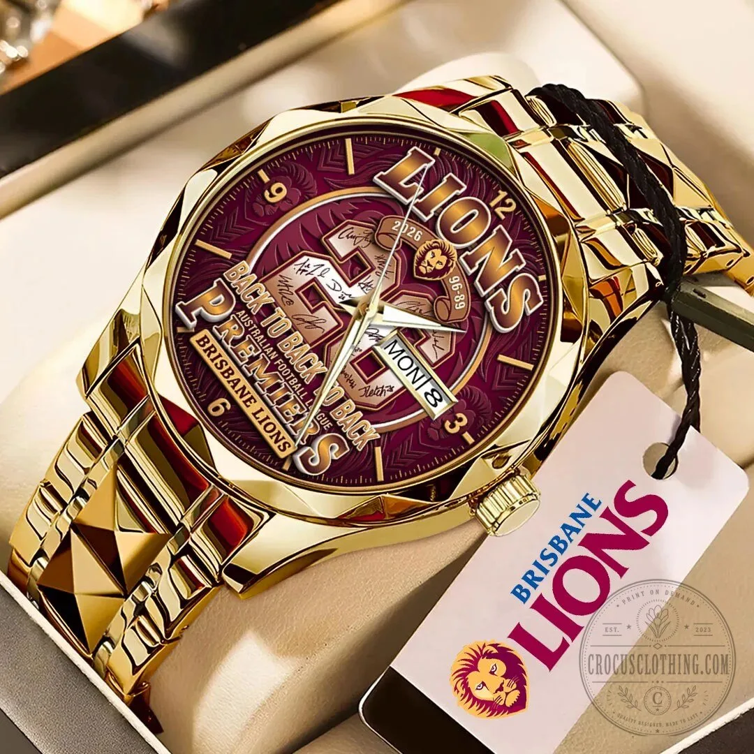 Brisbane Lions Australian Football League Back to Back Premiers Gold Watch