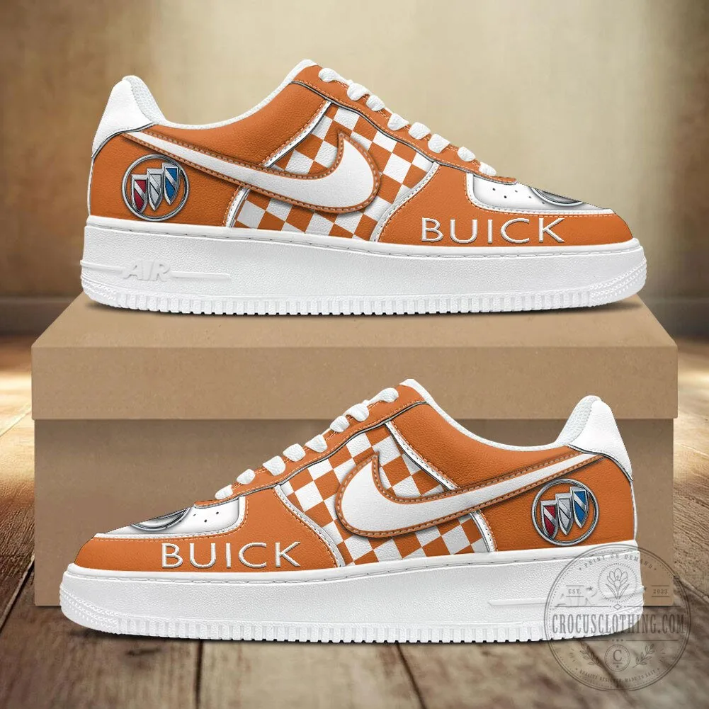 Buick Motor Company Blue Checkered Pattern Logo White Sole Sneakers 15 Buick Motor Company Blue Checkered Pattern Logo White Sole Sneakers