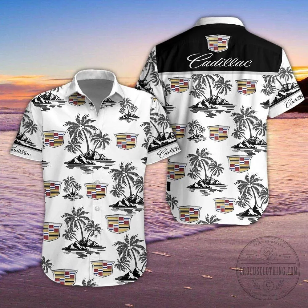 Cadillac Logo Palm Trees Mountain Summer Hawaiian Shirt