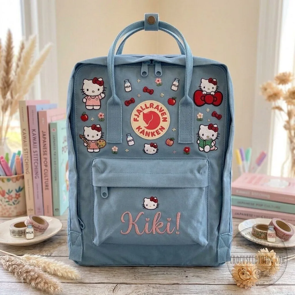 Hello Kitty Embroidered Fjallraven Kanken Backpack for School or Travel