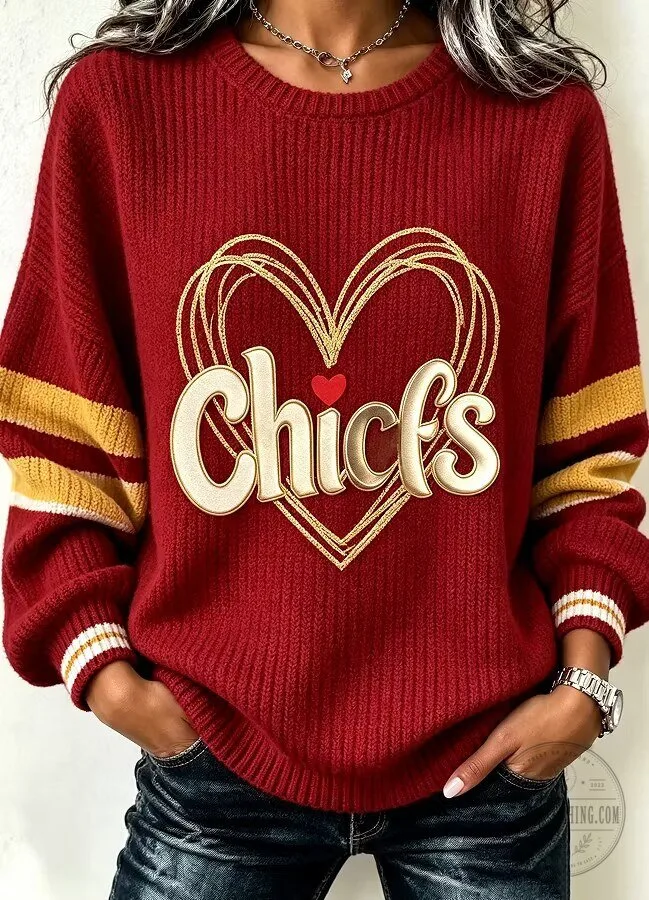 Kansas City Chiefs Football Heart Design Women's Long Sleeve Sweatshirt