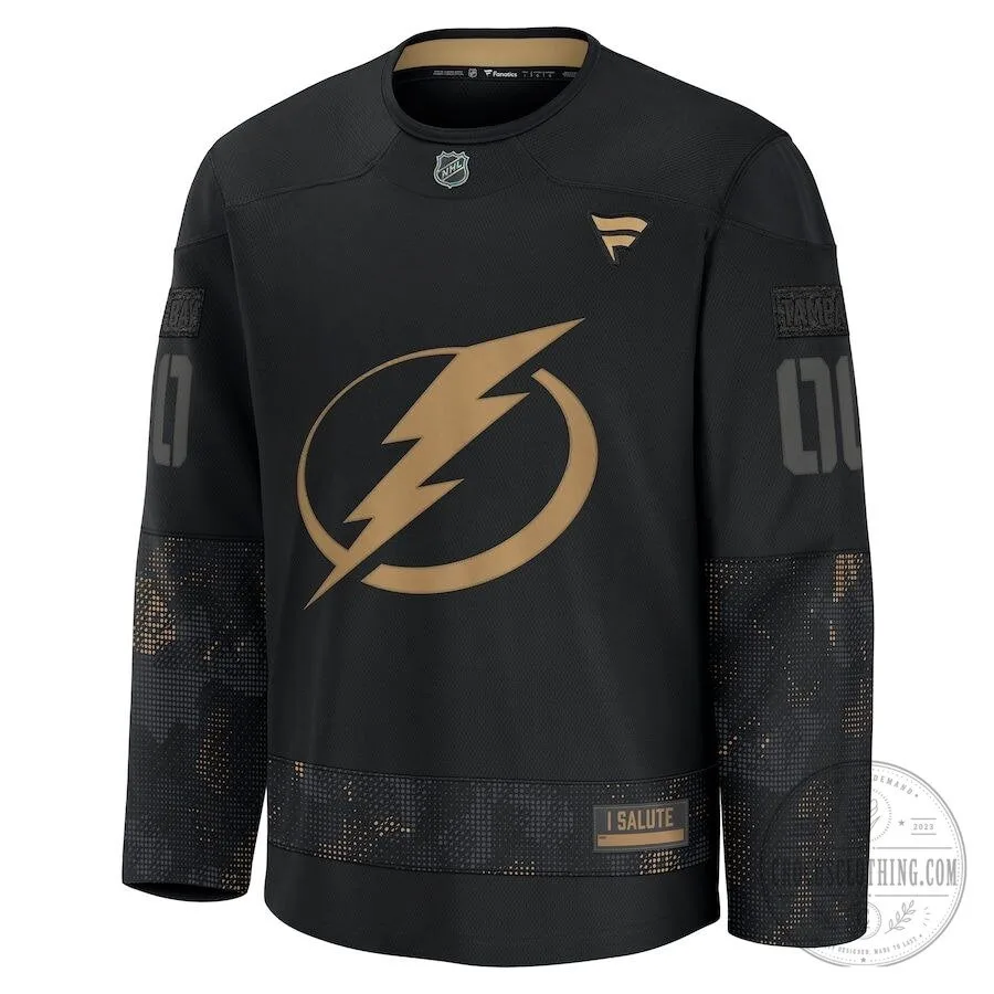 Tampa Bay Lightning Military Appreciation Black and Gold Hockey Jersey