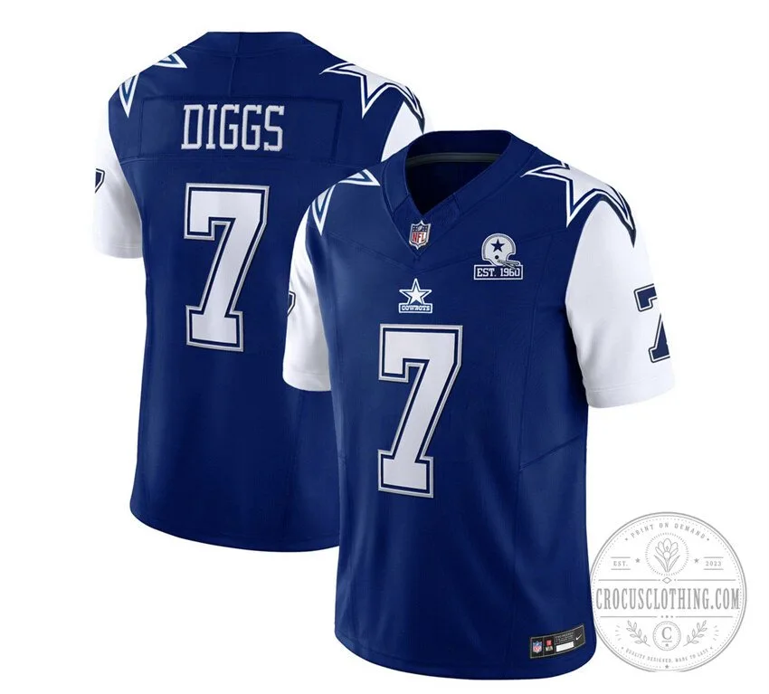 Dallas Cowboys Football Trevon Diggs Number 7 Navy Blue Stitched Jersey