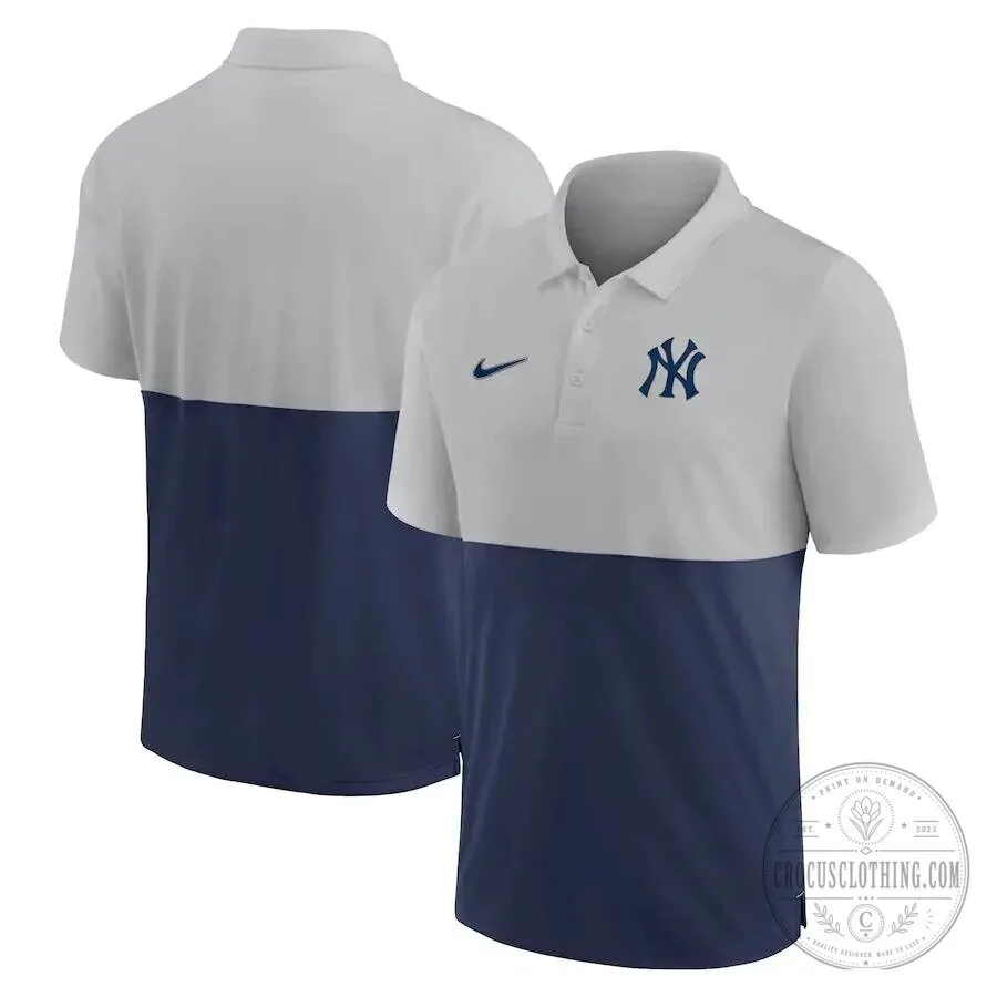 New York Yankees Nike Gray and Navy Blue Two-Tone Performance Polo Shirt