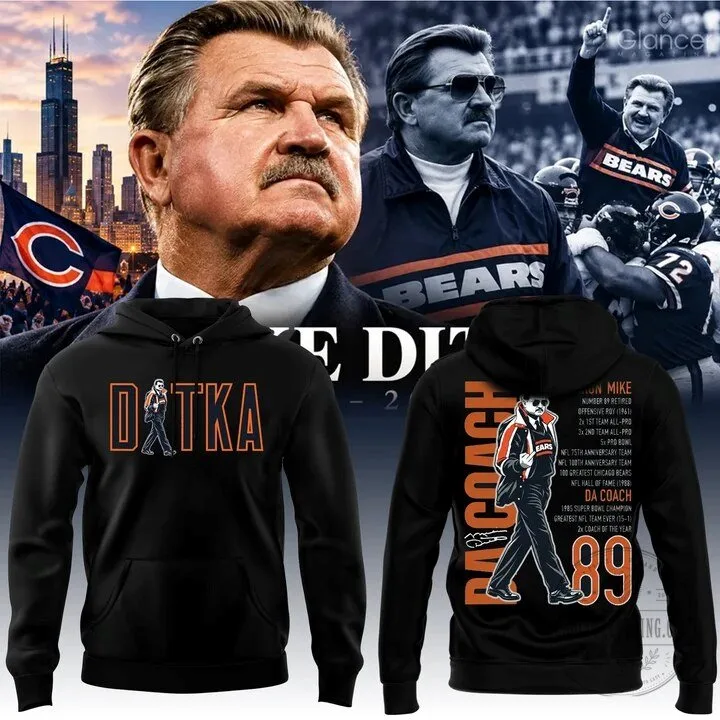 Black Hoodie of Mike Ditka: Chicago Bears Football Icon