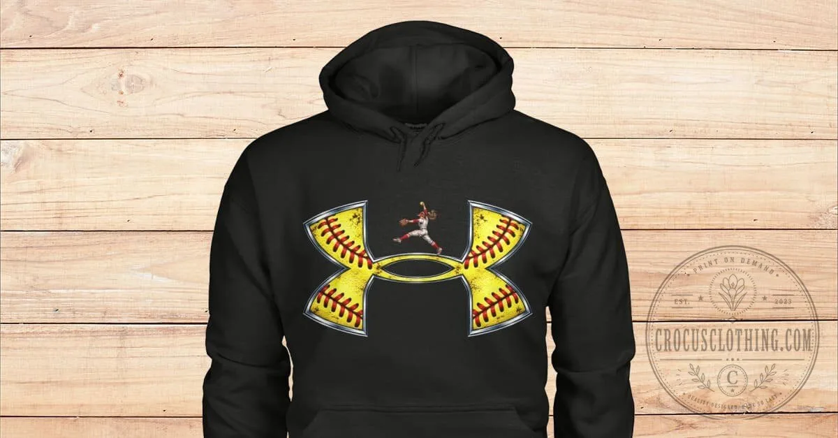 Softball Pitcher Under Armour Logo Black Hoodie